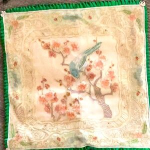 Hand Embroidery Golden Cloud pillow sham vintage never used
